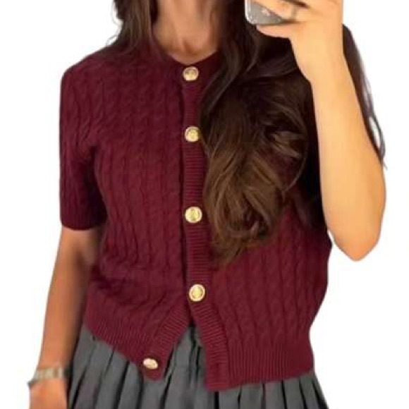 Sweaters - Women's Burgundy Cable Knit Sweater